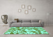 Machine Washable Abstract Turquoise Modern Area Rugs in a Living Room,, wshabs770turq