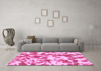 Machine Washable Abstract Pink Modern Rug, wshabs770pnk