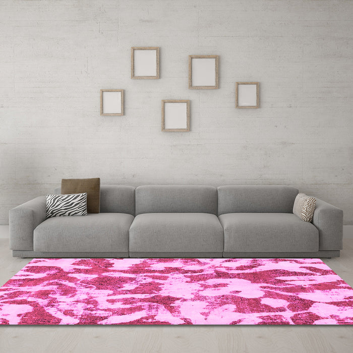 Machine Washable Abstract Pink Modern Rug in a Living Room, wshabs770pnk