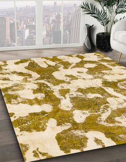 Machine Washable Abstract Sun Yellow Rug in a Family Room, wshabs770