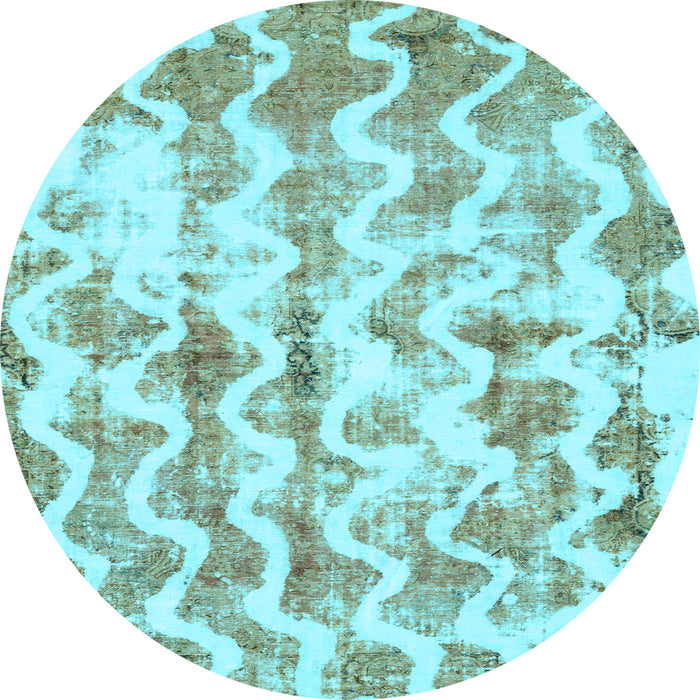 Round Machine Washable Abstract Light Blue Modern Rug, wshabs771lblu