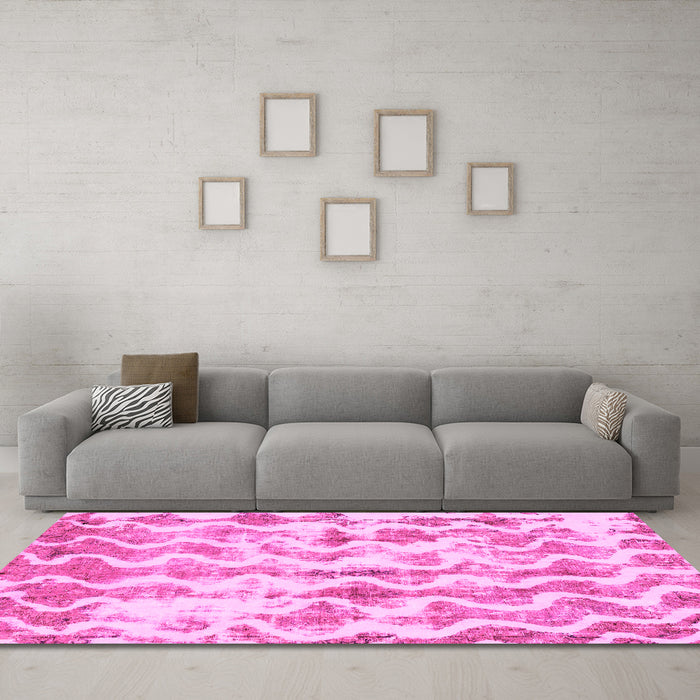 Machine Washable Abstract Pink Modern Rug in a Living Room, wshabs771pnk