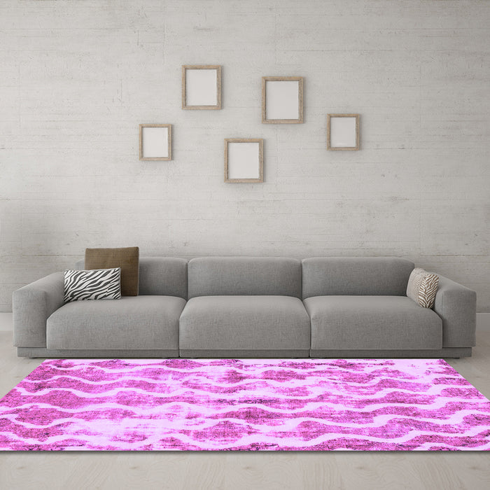 Machine Washable Abstract Purple Modern Area Rugs in a Living Room, wshabs771pur