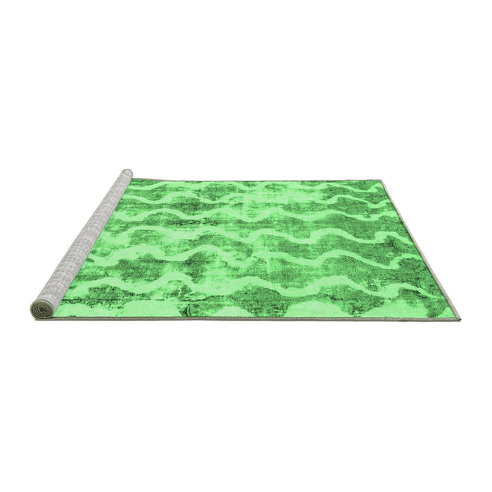 Sideview of Machine Washable Abstract Emerald Green Modern Area Rugs, wshabs771emgrn