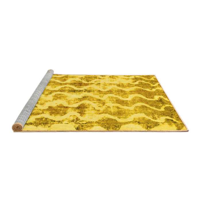 Sideview of Machine Washable Abstract Yellow Modern Rug, wshabs771yw