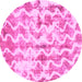 Round Machine Washable Abstract Pink Modern Rug, wshabs771pnk