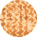 Round Machine Washable Abstract Orange Modern Area Rugs, wshabs771org