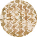 Round Abstract Orange Gold Modern Rug, abs771