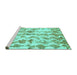 Sideview of Machine Washable Abstract Turquoise Modern Area Rugs, wshabs771turq