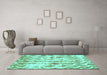 Machine Washable Abstract Turquoise Modern Area Rugs in a Living Room,, wshabs771turq