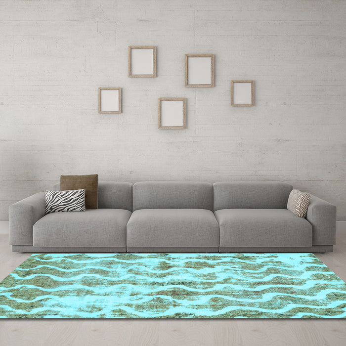 Machine Washable Abstract Light Blue Modern Rug in a Living Room, wshabs771lblu