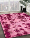 Machine Washable Abstract Hot Pink Rug in a Family Room, wshabs772