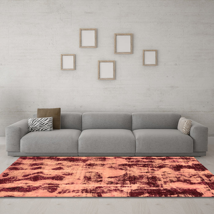 Machine Washable Abstract Brown Modern Rug in a Living Room,, wshabs772brn
