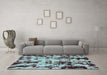 Machine Washable Abstract Turquoise Modern Area Rugs in a Living Room,, wshabs772turq