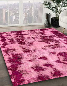 Abstract Hot Pink Modern Rug in Family Room, abs772