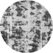 Round Machine Washable Abstract Gray Modern Rug, wshabs772gry