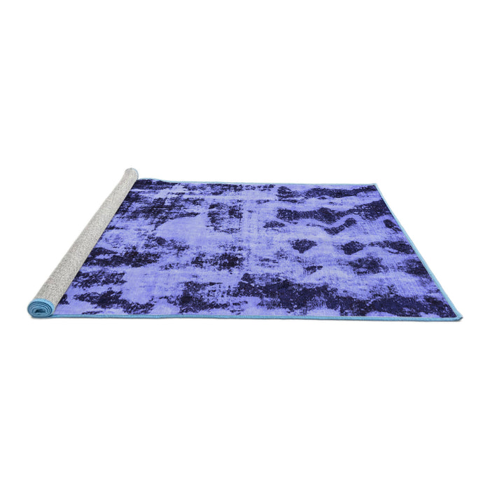 Sideview of Machine Washable Abstract Blue Modern Rug, wshabs772blu