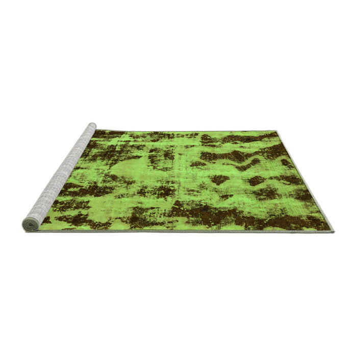 Sideview of Machine Washable Abstract Green Modern Area Rugs, wshabs772grn