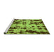 Sideview of Machine Washable Abstract Green Modern Area Rugs, wshabs772grn