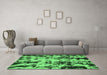 Machine Washable Abstract Emerald Green Modern Area Rugs in a Living Room,, wshabs772emgrn