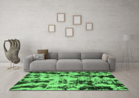 Machine Washable Abstract Emerald Green Modern Rug, wshabs772emgrn