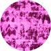 Round Machine Washable Abstract Pink Modern Rug, wshabs772pnk