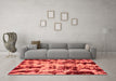 Machine Washable Abstract Orange Modern Area Rugs in a Living Room, wshabs772org