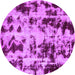 Round Machine Washable Abstract Purple Modern Area Rugs, wshabs772pur