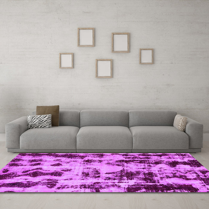 Machine Washable Abstract Purple Modern Area Rugs in a Living Room, wshabs772pur