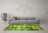 Machine Washable Abstract Green Modern Rug, wshabs772grn