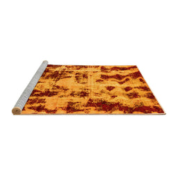 Sideview of Machine Washable Abstract Yellow Modern Rug, wshabs772yw