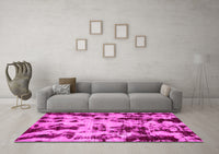 Machine Washable Abstract Pink Modern Rug, wshabs772pnk