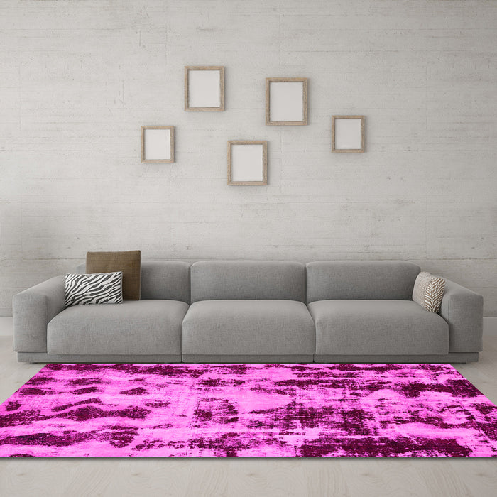 Machine Washable Abstract Pink Modern Rug in a Living Room, wshabs772pnk
