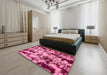 Machine Washable Abstract Hot Pink Rug in a Bedroom, wshabs772
