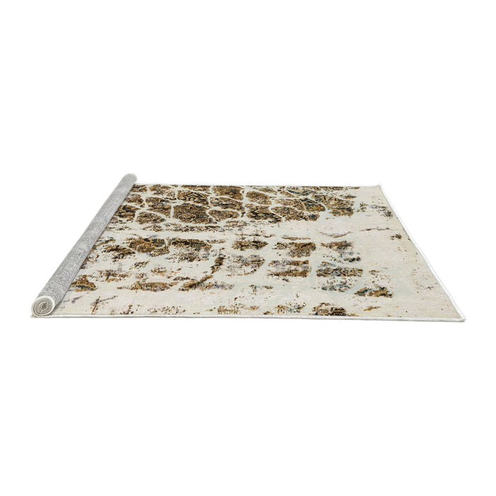 Sideview of Machine Washable Abstract Dark Almond Brown Rug, wshabs773