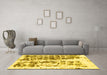 Machine Washable Abstract Yellow Modern Rug in a Living Room, wshabs773yw