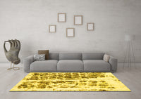 Machine Washable Abstract Yellow Modern Rug, wshabs773yw