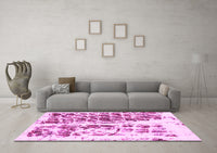 Machine Washable Abstract Pink Modern Rug, wshabs773pnk