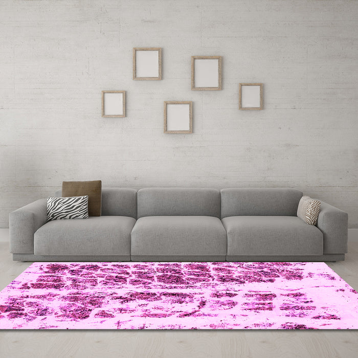 Machine Washable Abstract Pink Modern Rug in a Living Room, wshabs773pnk