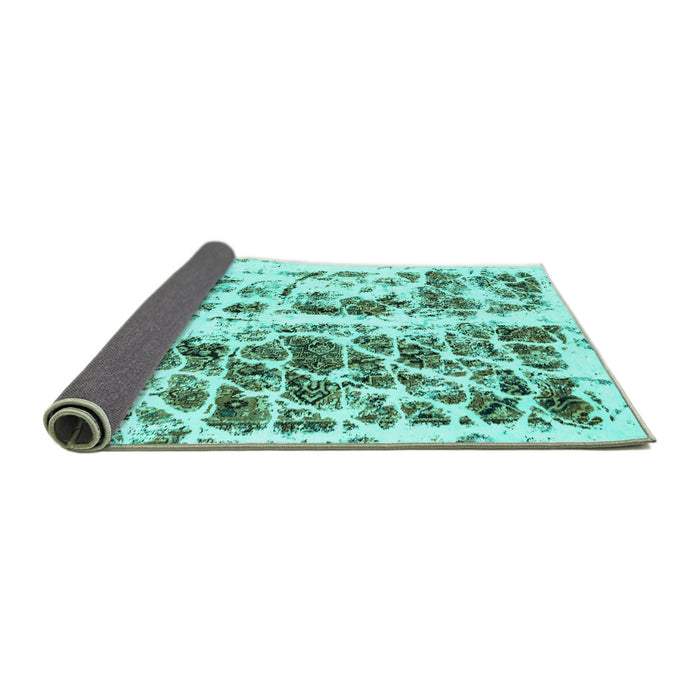 Sideview of Abstract Turquoise Modern Rug, abs773turq