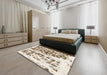 Abstract Dark Almond Brown Modern Rug in a Bedroom, abs773