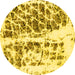 Round Machine Washable Abstract Yellow Modern Rug, wshabs773yw