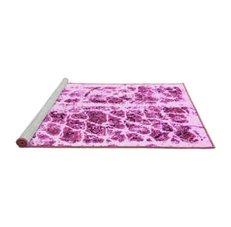 Sideview of Machine Washable Abstract Pink Modern Rug, wshabs773pnk