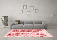 Machine Washable Abstract Red Modern Rug, wshabs773red