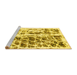 Sideview of Machine Washable Abstract Yellow Modern Rug, wshabs773yw