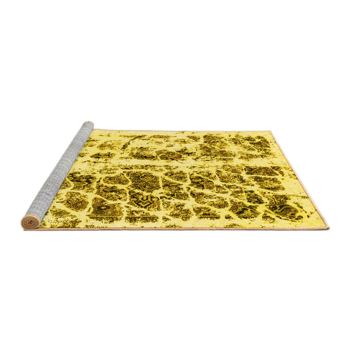 Sideview of Machine Washable Abstract Yellow Modern Rug, wshabs773yw