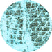 Round Abstract Light Blue Modern Rug, abs773lblu