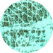 Round Abstract Turquoise Modern Rug, abs773turq