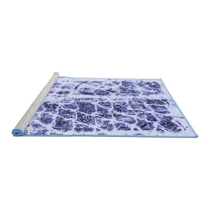 Sideview of Machine Washable Abstract Blue Modern Rug, wshabs773blu