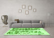 Machine Washable Abstract Green Modern Area Rugs in a Living Room,, wshabs773grn